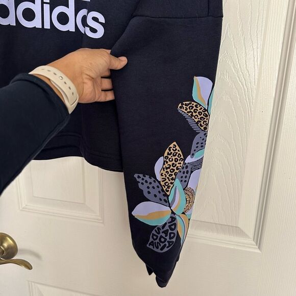 Adidas x Farm Rio Cropped Long Sleeve Fleece Sweatshirt - Picture 6 of 7